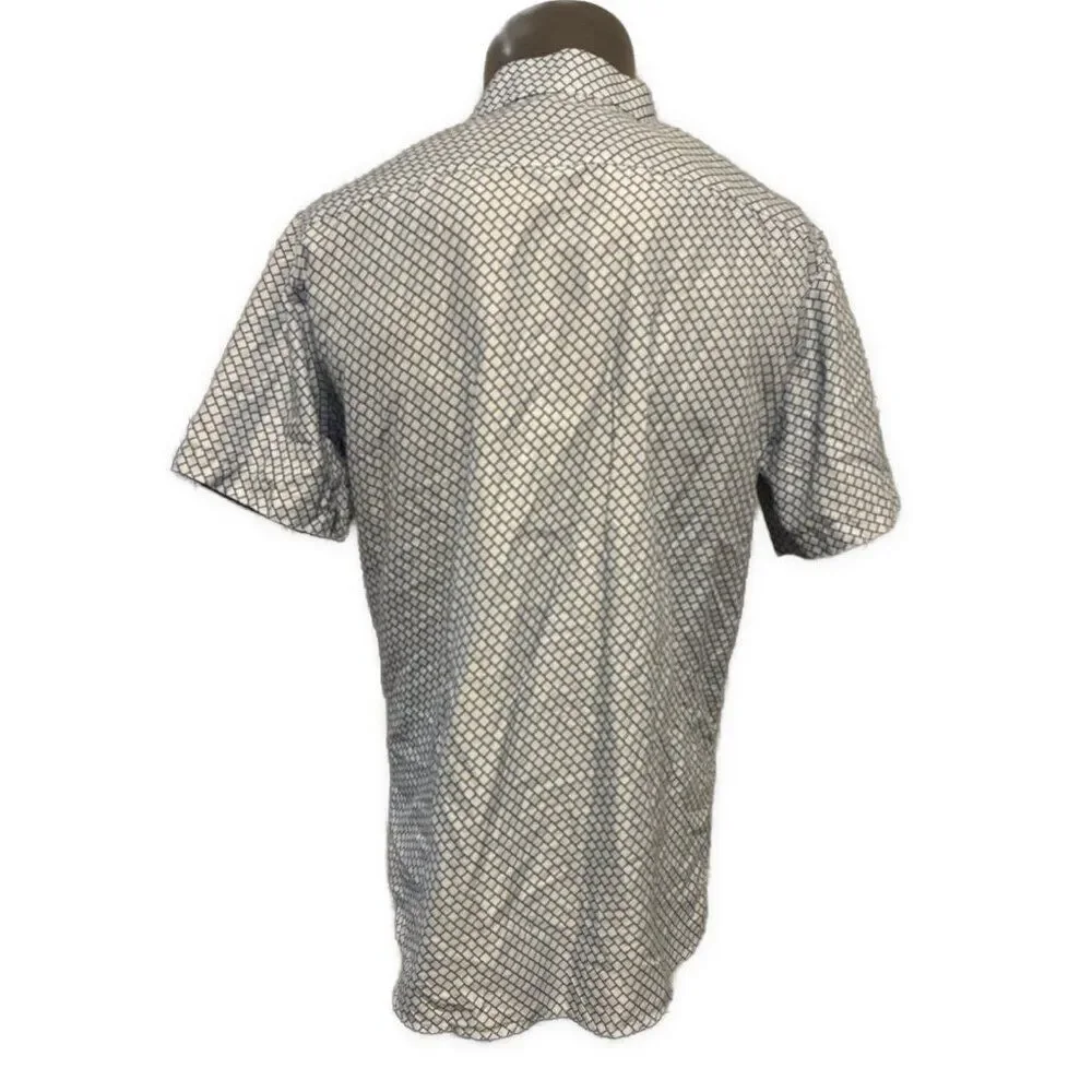 silver stone collection modern fit blue white short sleeve button down shirt